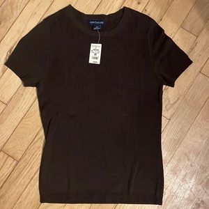 Women’s Ann Taylor Short Sleeve Brown Silk Sweater Size XS